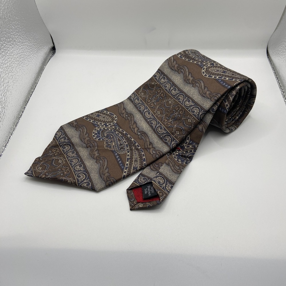 Savile Row Designer Necktie Mens Multicolor Paisley Scroll Motif Silk Formal